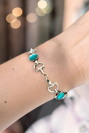 WESTERN TQ GEM SNAFFLE BIT LINK BRACELET