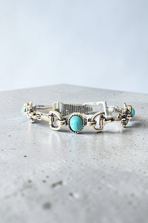 WESTERN TQ GEM SNAFFLE BIT LINK BRACELET