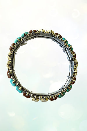 WESTERN SQUARE TQ GEMSTONE LINK STRETCH BRACELET