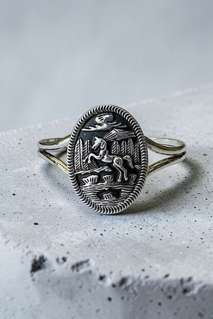 WESTERN ETCHED RUNNING HORSE CUFF BRACELET