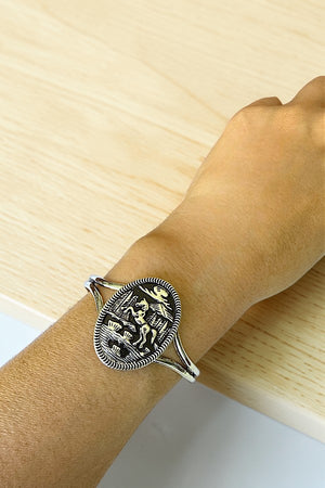 WESTERN ETCHED RUNNING HORSE CUFF BRACELET