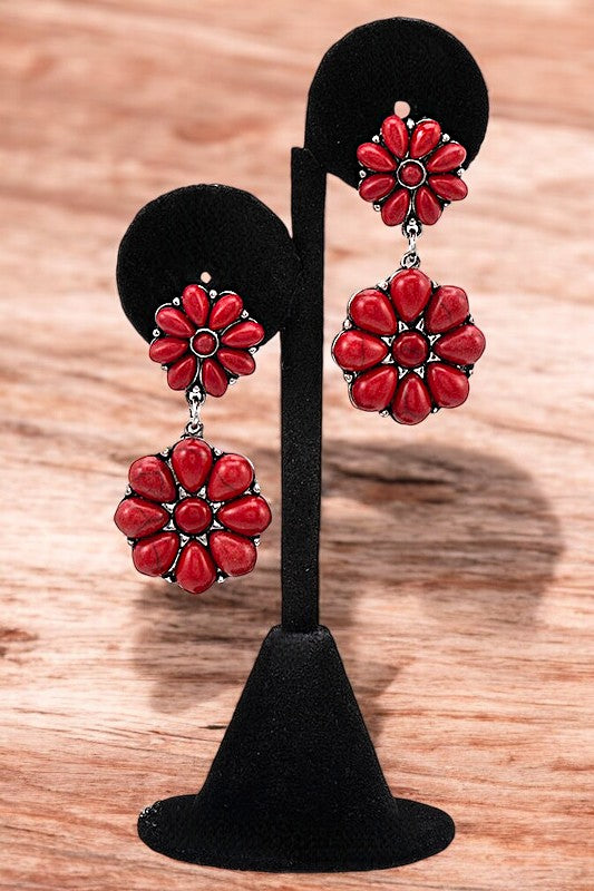 FLORAL GEMSTONE CLIP ON EARRING