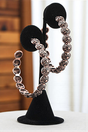 LARGE CONCHO DETAIL HOOP EARRING