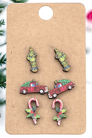 CHRISTMAS MIX TRUCK POST EARRING SET