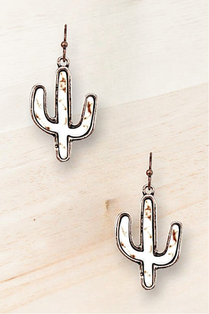 WESTERN GEMSTONE CACTUS DANGLE EARRING