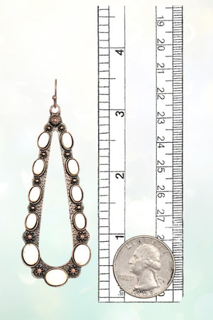 WESTERN TEARDROP GEM OBLONG EARRING