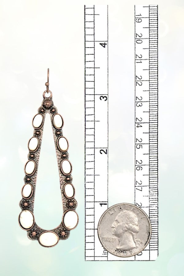 WESTERN TEARDROP GEM OBLONG EARRING