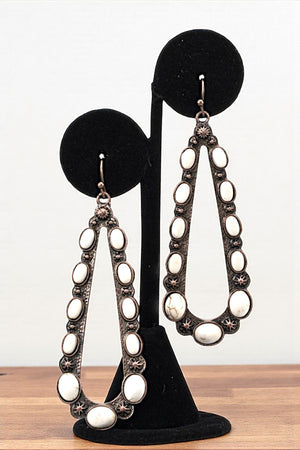 WESTERN TEARDROP GEM OBLONG EARRING