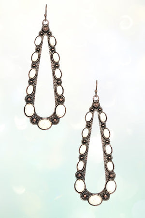WESTERN TEARDROP GEM OBLONG EARRING