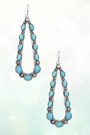 WESTERN TEARDROP GEM OBLONG EARRING