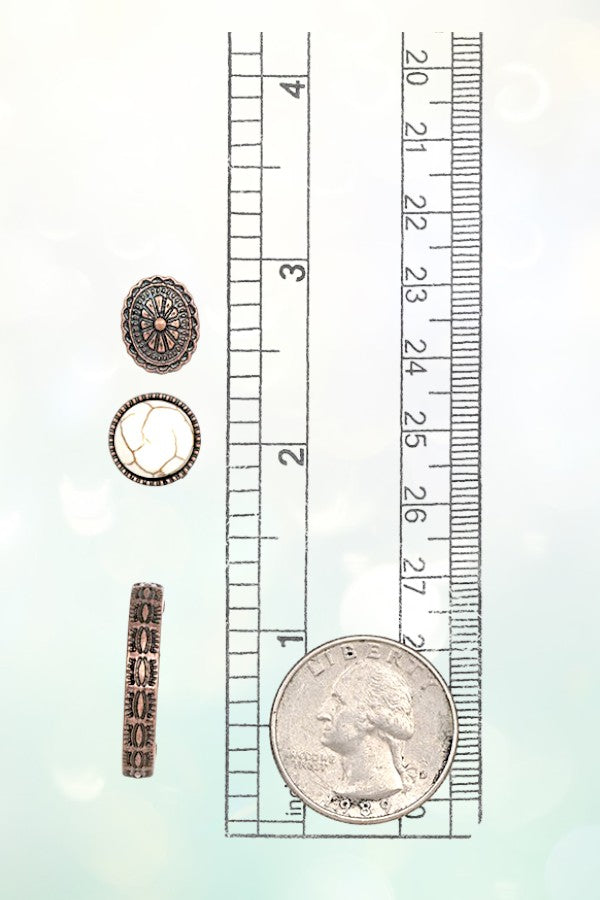 ETCHED GEM DETAIL HOOP EARRING SET