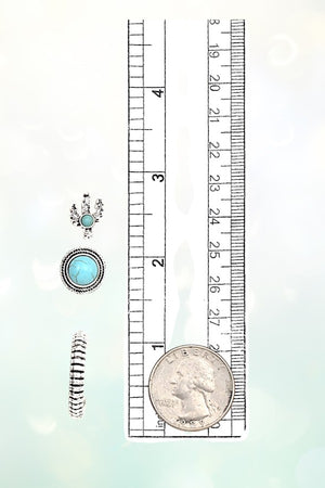 ROUND CACTUS GEM POST HOOP EARRING SET