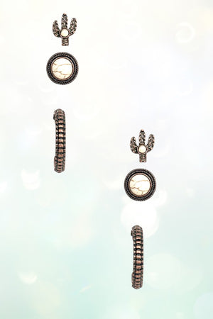 ROUND CACTUS GEM POST HOOP EARRING SET