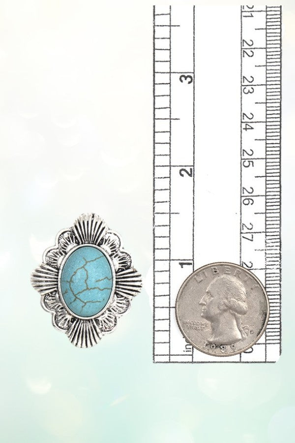 WESTERN OVAL FRAMED GEMSTONE POST EARRING