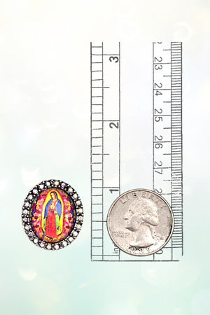 VIRGIN MARY GEM PAVE POST EARRING
