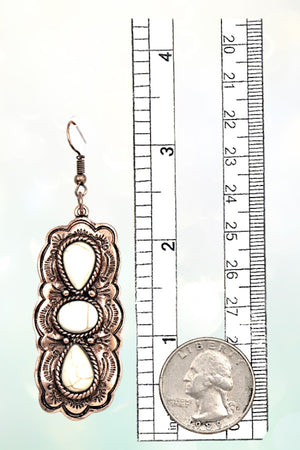 WESTERN GEMSTONE PAVE FRAMED DANGLE EARRING