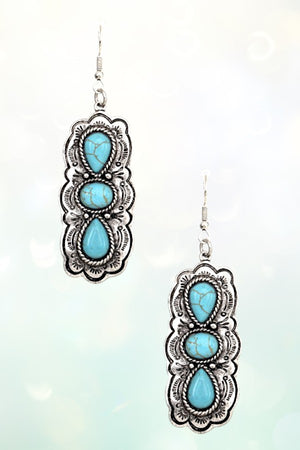 WESTERN GEMSTONE PAVE FRAMED DANGLE EARRING