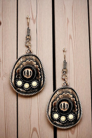 GEM ACCENT WESTERN COWBOY HAT DANGLE EARRING
