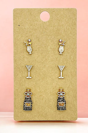 Champagne Glass Party Post Earring Set