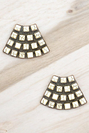 Square Gem Accent Post Earring