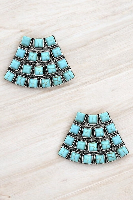 Square Gem Accent Post Earring