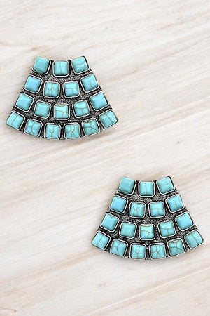 Square Gem Accent Post Earring