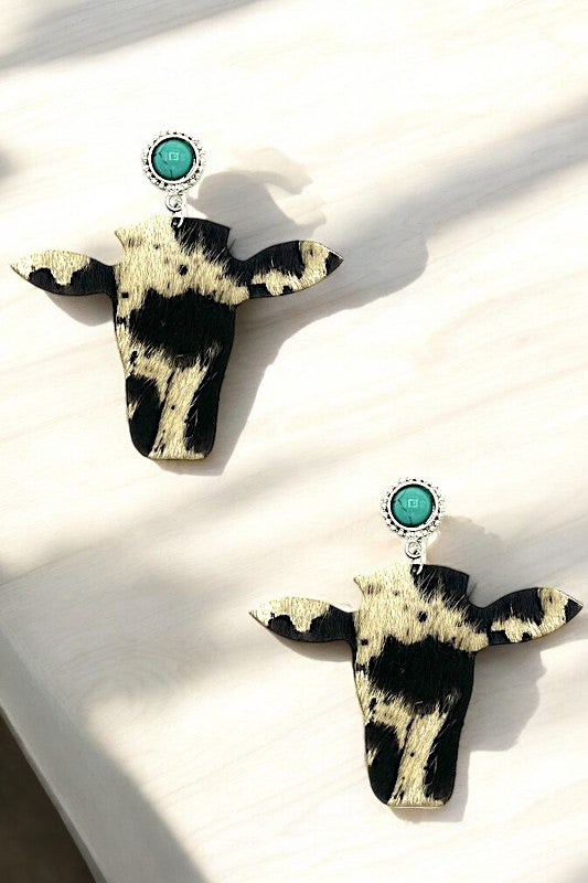 Cow Head Gem Post Earring