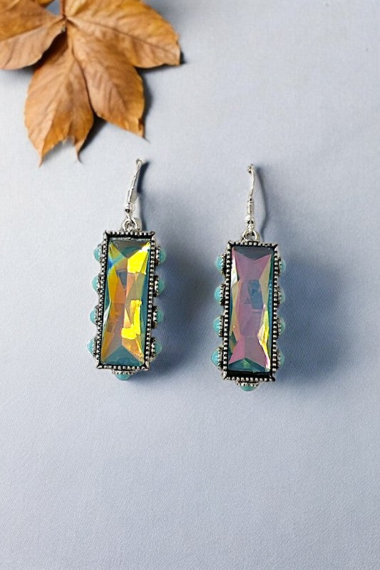 Western Faceted Gem Bar Drop Earring