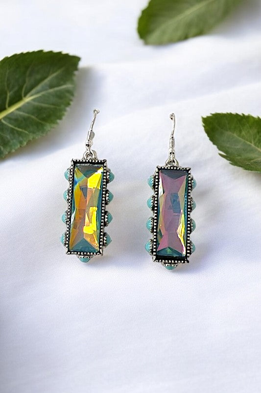 Western Faceted Gem Bar Drop Earring