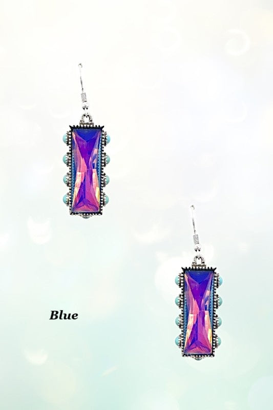 Western Faceted Gem Bar Drop Earring