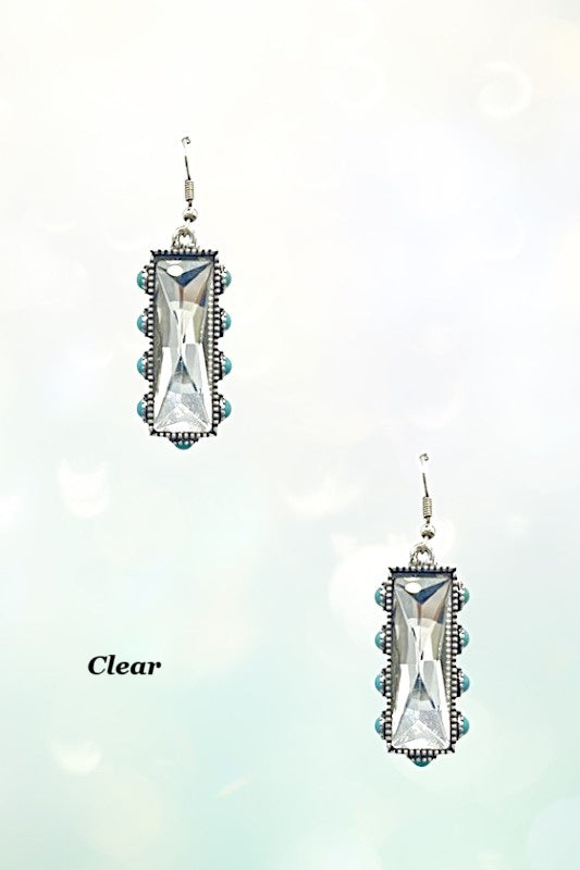 Western Faceted Gem Bar Drop Earring