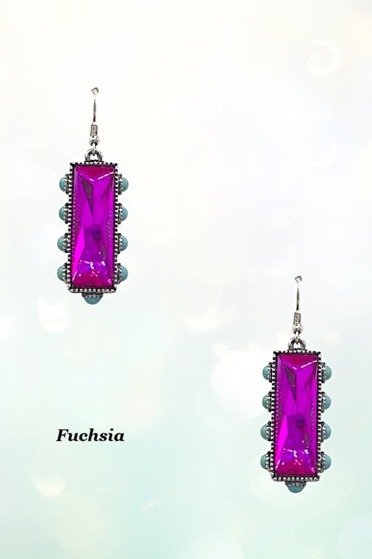 Western Faceted Gem Bar Drop Earring