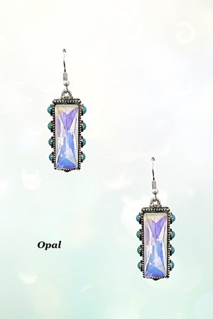 Western Faceted Gem Bar Drop Earring