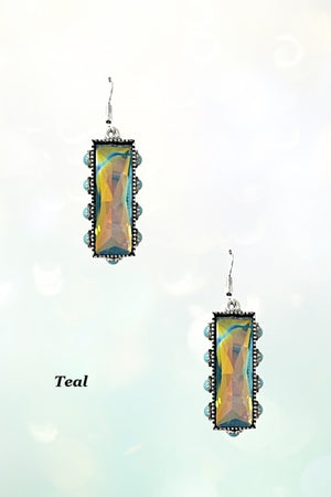 Western Faceted Gem Bar Drop Earring