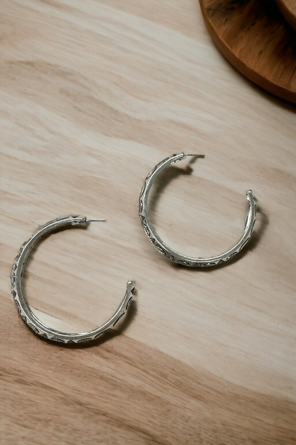 Western Engraved Hoop Earring