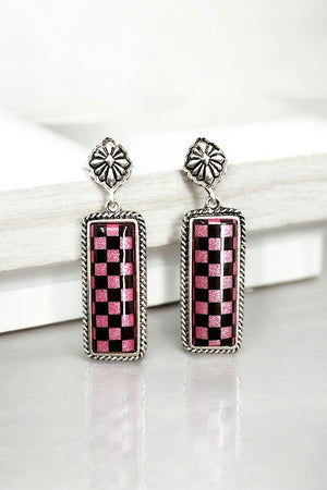 Western Checker Bar Earring