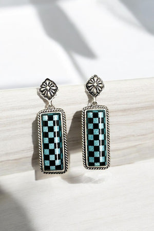 Western Checker Bar Earring