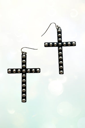 WESTERN BUBBLE CROSS DANGLE EARRING