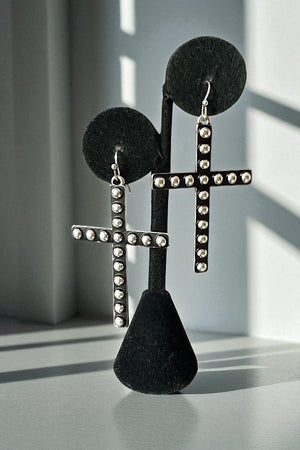 WESTERN BUBBLE CROSS DANGLE EARRING