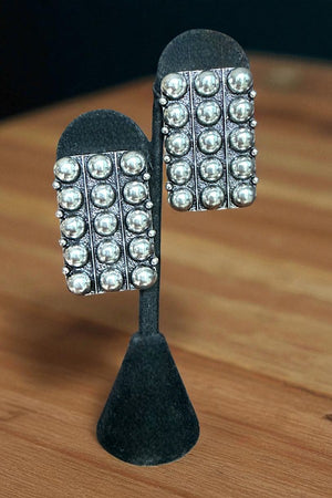 WESTERN RECTANGLE BUBBLE POST EARRING