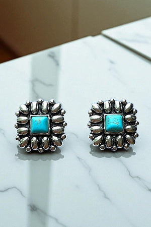 WESTERN SQUARE FLOWER CONCHO EARRING