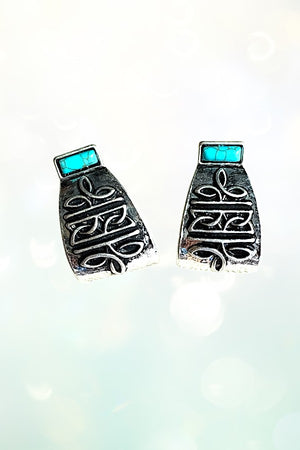 WESTERN BOOT STITCH TQ CURLED HOOP EARRING