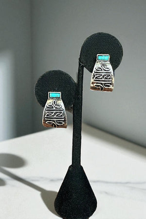 WESTERN BOOT STITCH TQ CURLED HOOP EARRING