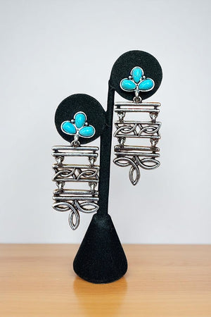 WESTERN 3 TIER BOOT STITCH DANGLE EARRING