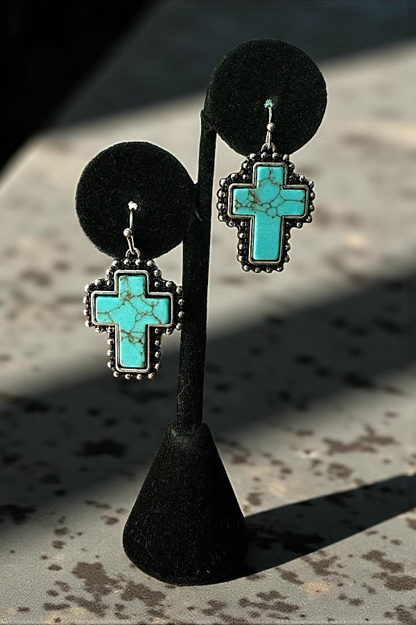 WESTERN TQ CROSS DANGLE EARRING