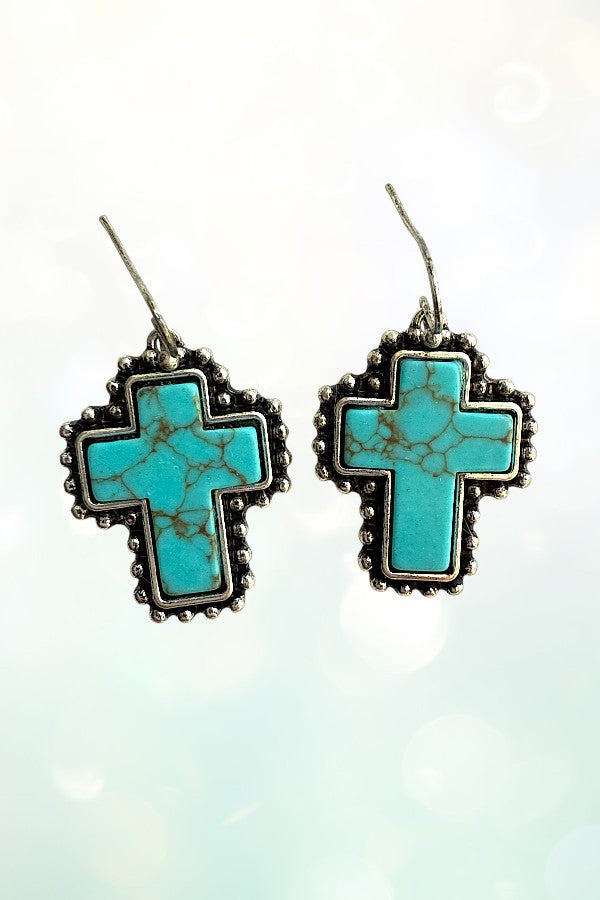 WESTERN TQ CROSS DANGLE EARRING