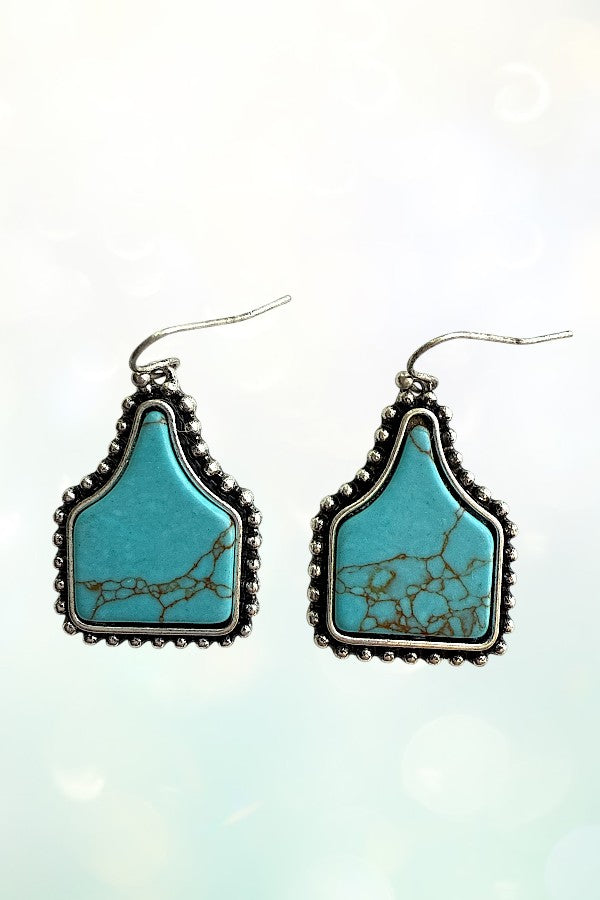 WESTERN TQ CATTLE TAG DANGLE EARRING