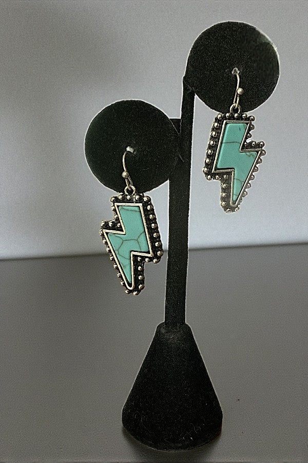 WESTERN TQ THUNDER BOLT DANGLE EARRING