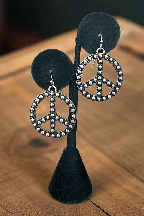 WESTERN BUBBLE PEACE SIGN DANGLE EARRING