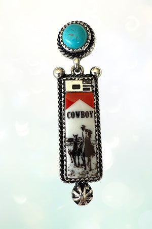 WESTERN COWBOY LIGHTER TQ GEM POST EARRING